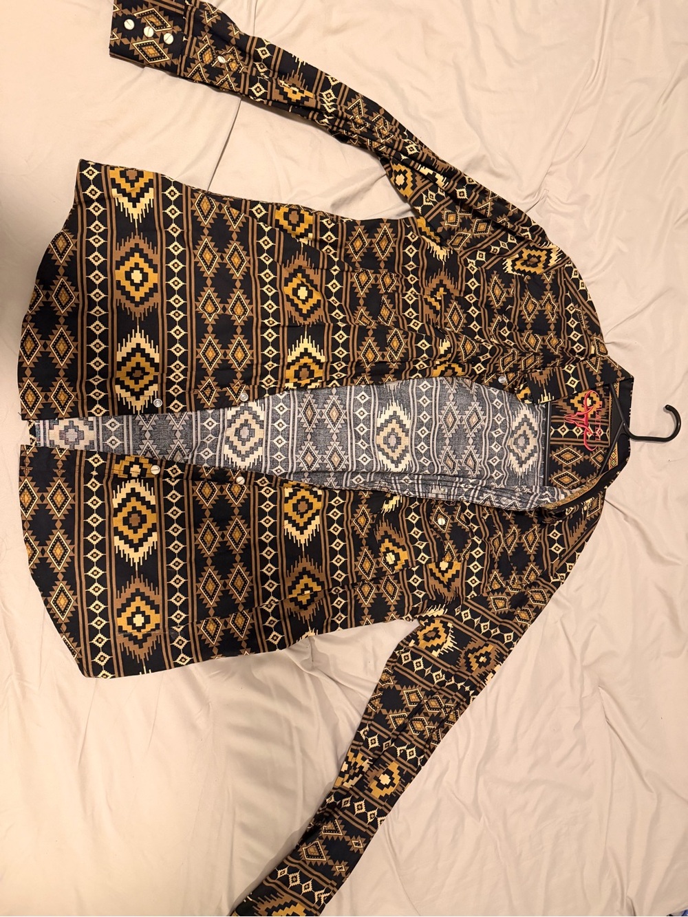 Men's Geometric Patterned Open Cardigan Sweater - Black & Gold